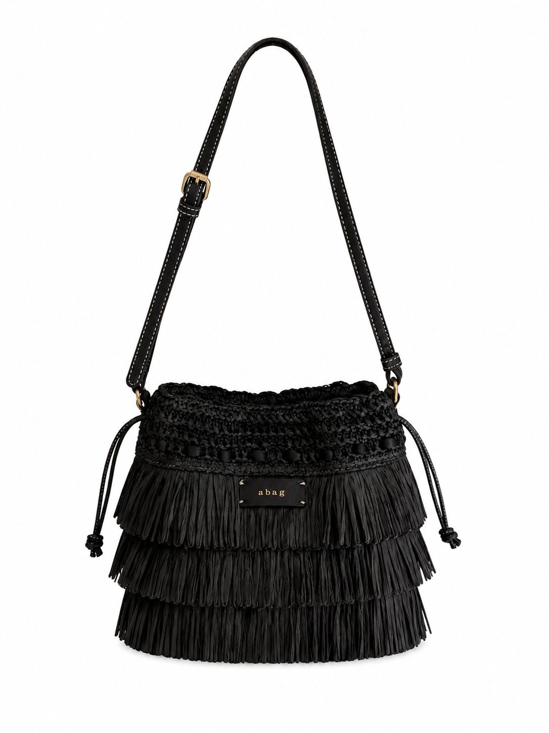 BOLSO DE HOMBRO NEGRO CON FLECOS bolso negro flecos