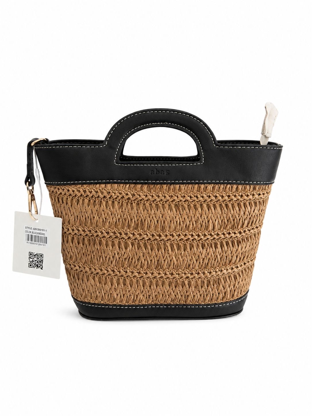 BOLSO DE MANO TIPO CAPAZO TRENZADO bolso peq mimbre neg