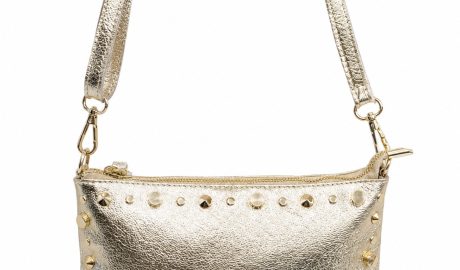 BOLSO BANDOLERA DORADO METALIZADO CON TACHUELAS bolso dorado tachuelas