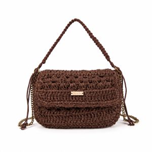 bolso marron trenzado
