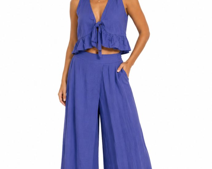 CONJUNTO DE DOS PIEZAS AZUL conjunto corto mujer