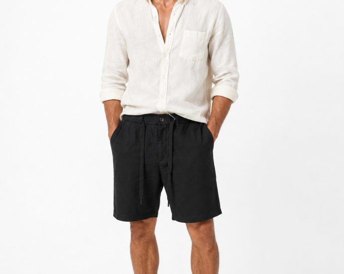 pantalon corto hombre lino