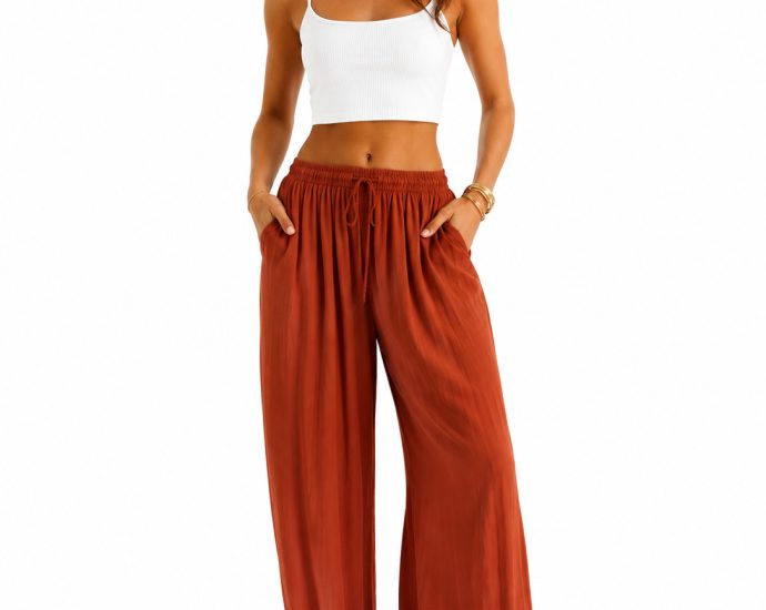 PANTALÓN FLUIDO CON LAZOS EN EL BAJO pantalon nudo mujer (1)