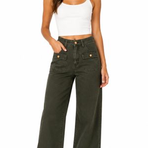 pantalon verde bolsillo mujer