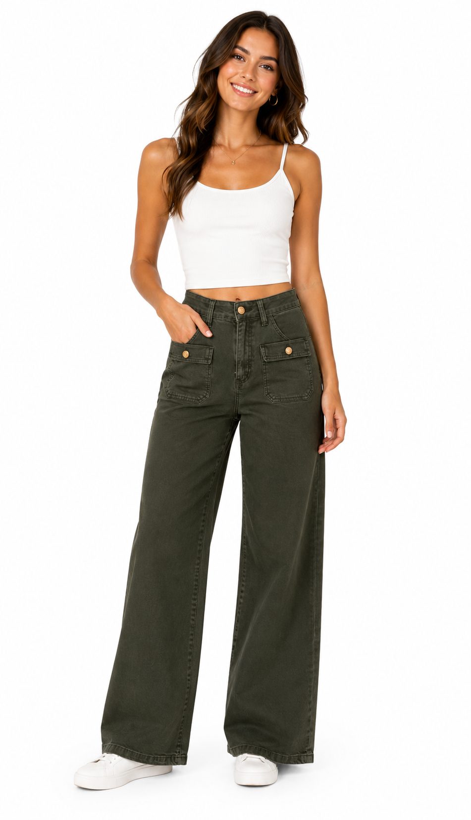 pantalon verde bolsillo mujer pantalon verde bolsillo mujer