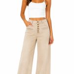 PANTALÓN PALAZZO BEIGE DE TIRO ALTO pantaon beige botones mujer