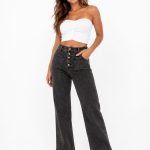 VAQUERO WIDE LEG NEGRO DE TIRO ALTO vaquero negro boton