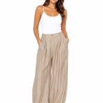 PANTALÓN PALAZZO BEIGE DE TIRO ALTO pantalon beige mujer