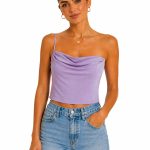 top lila sin tirante mujer