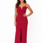 VESTIDO MIDI BURDEOS DE TIRANTES CON ESCOTE EN V vestido roj muj